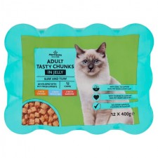 Morrisons Cat Food Fish and Meat Chunks In Jelly 12 x 400g