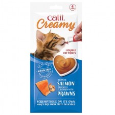 Catit Creamy Lickable Cat Treats Salmon and Prawn 4 x 10g