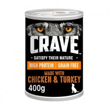 Crave Natural Grain Free Adult Dog Food Tin Chicken and Turkey in Loaf 400g