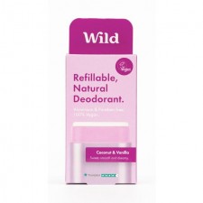 Wild Natural Deodorant Purple Case and Coconut and Vanilla Starter Pack 152g