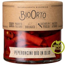 Bio Orto Organic Red Hot Chilli Peppers in Extra Virgin Olive Oil 185g