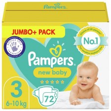 Pampers New Baby Nappies Size 3 Jumbo Pack 72 per pack