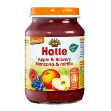 Holle Organic 4 Months Apple and Bilberry Jars 6 x 190g Pack