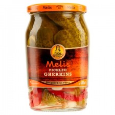 Melis Pickled Gherkins Plus Garlic and Red Peppers 680g