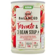 Asda Good Balanced Tomato and Three Bean Soup 400g Tin