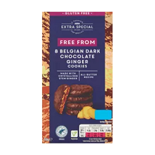 Asda Extra Special Free From 8 Belgian Dark Chocolate Ginger Cookies 150g