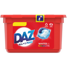 Retail Pack Daz All In 1 Pods Bio Whites and Colours 12 Washes x 6 Tubs