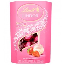 Retail Pack Lindt Lindor Strawberries and Cream Chocolate Truffles 8 x 200g