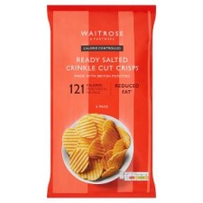 Waitrose Love Life You Count Ready Salted Crinkle Cut Reduced Fat Crisps 6 x 25g