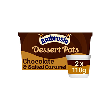 Ambrosia Dessert Pots Chocolate and Salted Caramel Sauce 2X110g