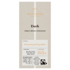 Waitrose No.1 Dominican Republic Dark Chocolate 65% 100g