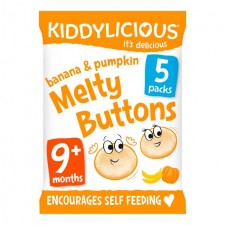 Kiddylicious Melty Buttons Banana and Pumpkin 5 x 6g