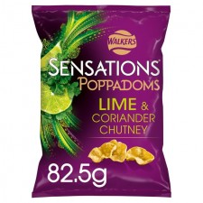 Walkers Sensations Lime and Coriander Chutney Poppadoms 82.5g