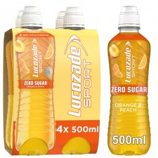 Lucozade Sport Zero Sugar Orange and Peach 4X500ml