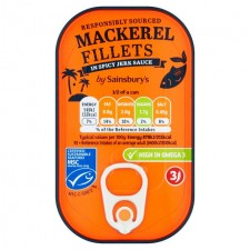 Sainsburys Mackerel Fillets in Spicy Jerk Sauce 125g