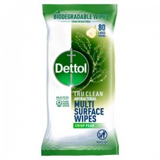 Dettol Tru Clean Biodegradable Pear Antibacterial Wipe 80S