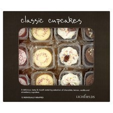 Catering Pack Lichfields Assorted Classic Cup Cakes x12 Individually Wrapped