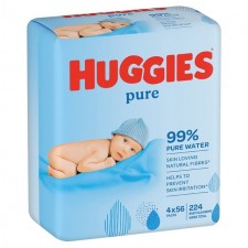 Huggies Pure Baby Wipes 4 x 56 per pack