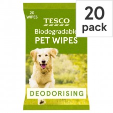 Tesco Dual Action Deodorising Pet Wipes 20 Pack