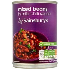 Sainsburys Mixed Beans in Mild Chilli Sauce 395g